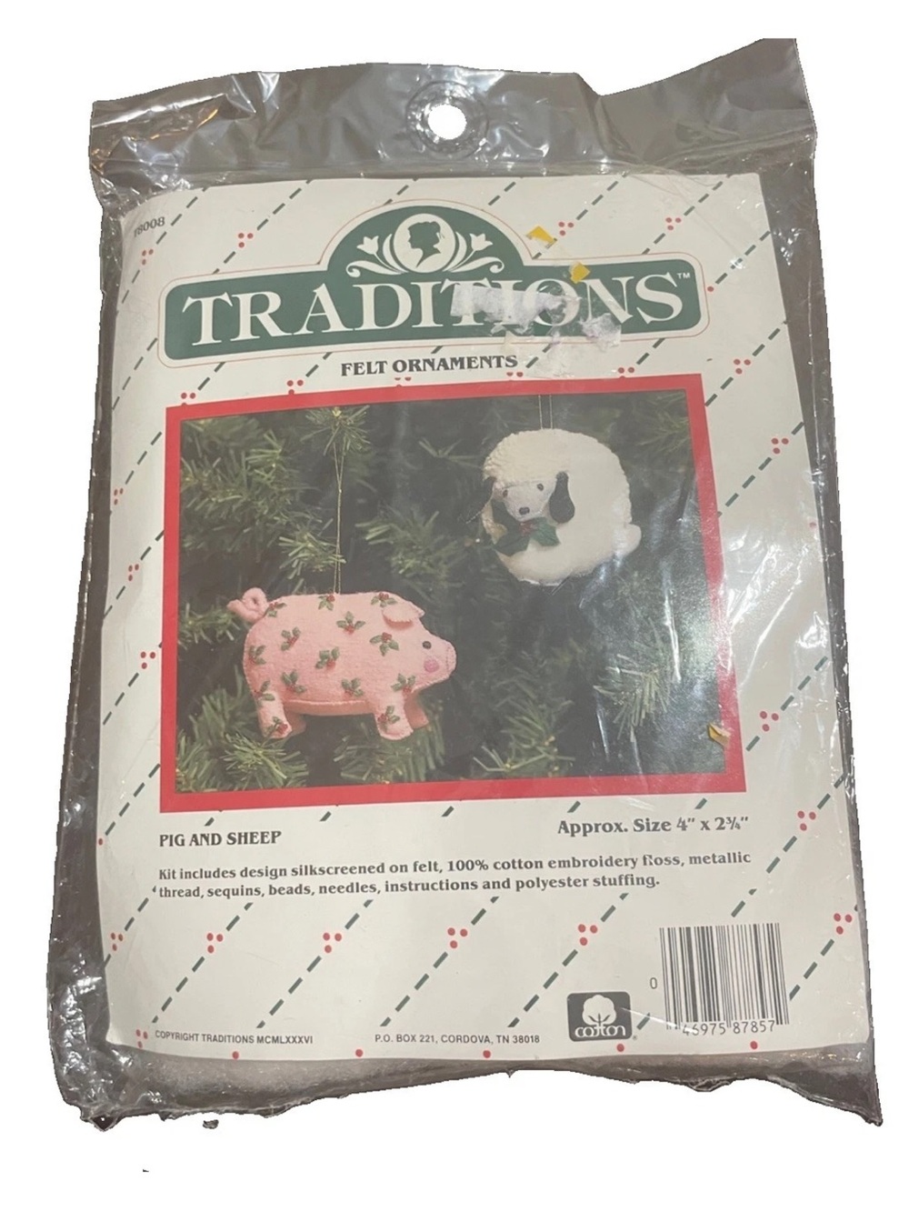 Vintage 1986 Traditions Pig Sheep Felt Ornament Kit T8008 Sealed Christmas